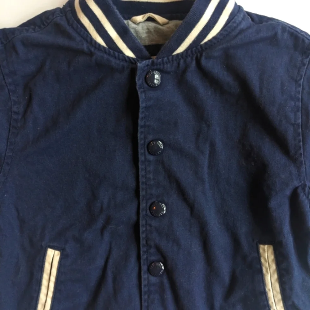 GAP Blue and White Bomber Jacket with Ribbed Trim